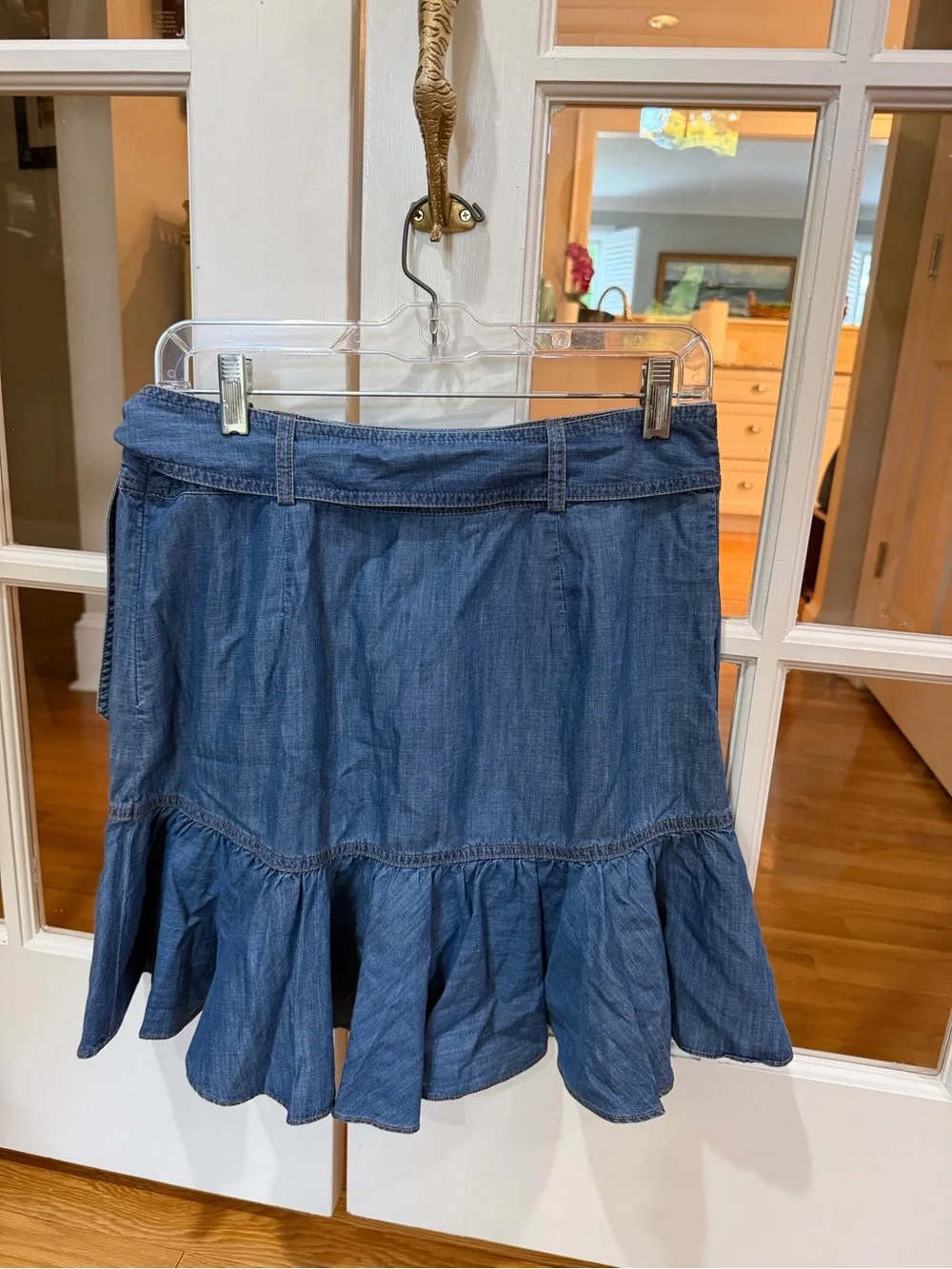 Veronica Beard Denim Ruffle Hem Skirt - Blue